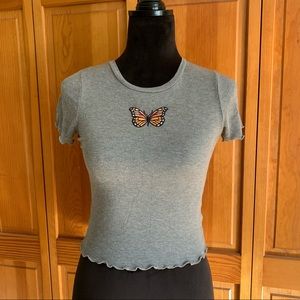 Wild Fable Gray Stitched Butterfly Top
